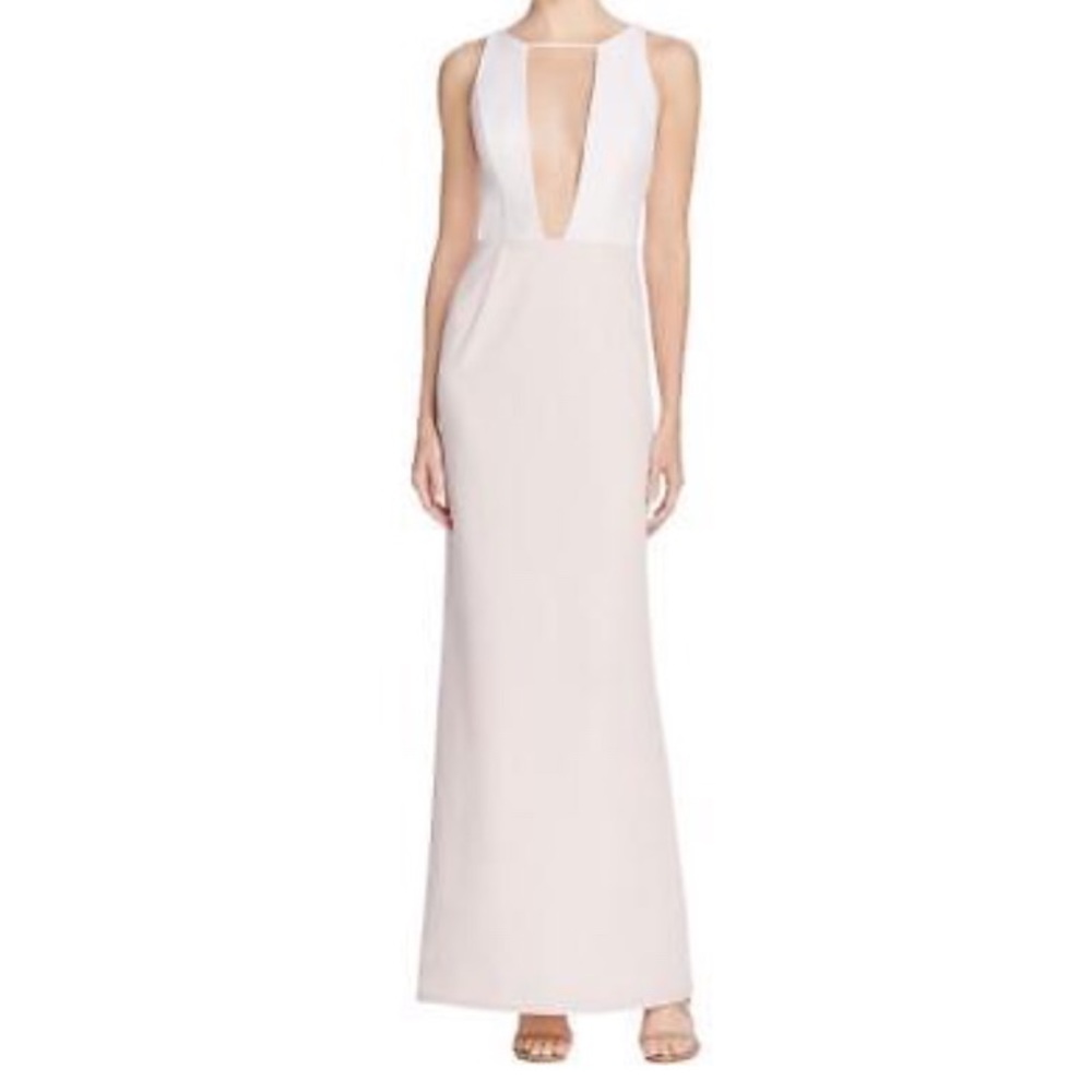 ABS Allen Schwartz Pink & Ivory Colorblick Gown